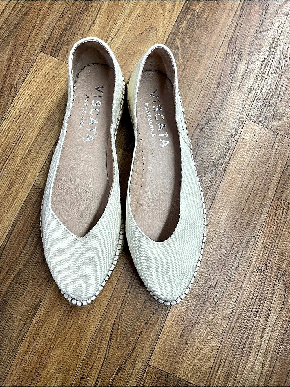 VISCATA Barceloneta Canvas Espadrille Flats White EU 38